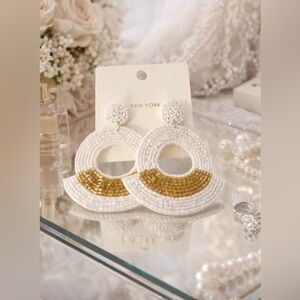 Ivory Luxe Circle Beaded Earrings